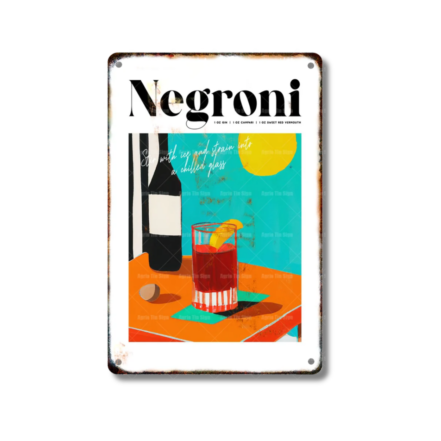 Classical Cocktail Metal Print, Caipirinha, Gin & Tonic, Aperol Vintage Tin Sign • Papagaio Studio Decor Shop