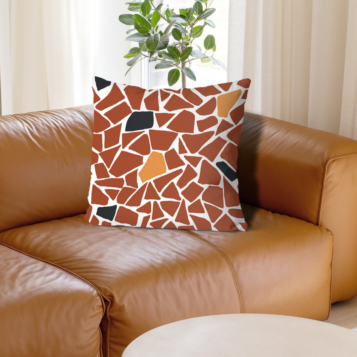 Chão de Caquinhos Linen Pillowcase • Brazilian Mosaic Floor Pattern Double-Sided Print Pillow Cover • Brazil Sham Housewarming Gift • Papagaio Studio Design Shop