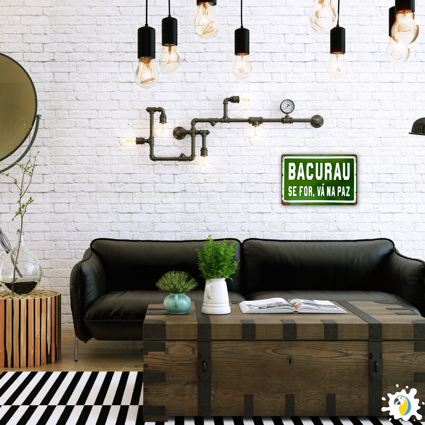 Brazil Bacurau Road Sign Metal Print • Brazilian Indie Movie Tinplate Wall Art • Gift For Film Buffs • Vintage Home Decor • Papagaio Studio Design Shop