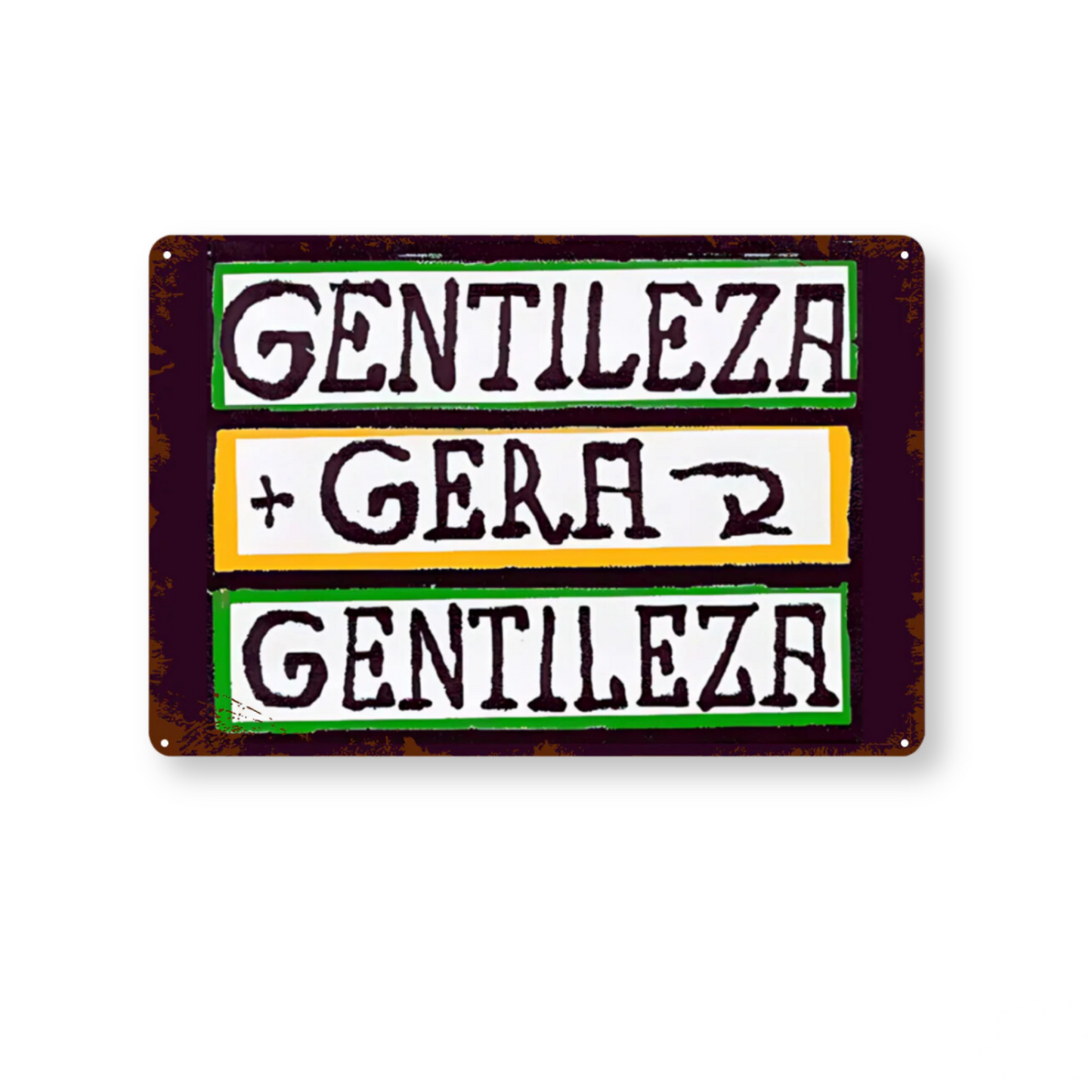 Brazil Gentileza Gera Gentileza Tin sign • Brazilian Happy Quote Metal Print Wall Art • Papagaio Studio Design Shop