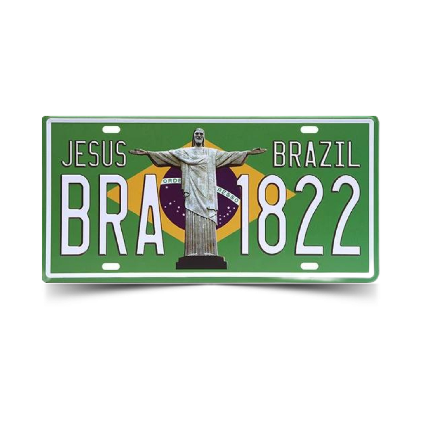 Vintage Brazil License Plate Tin Sign • Brazilian National Flag Car Number Metal Retro Print Poster For Home Mens Cave Bar Cafe Decor