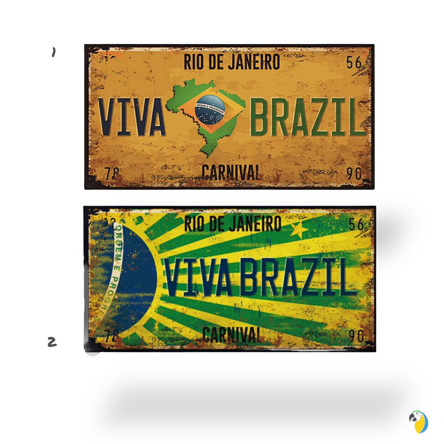 Vintage Brazil License Plate Tin Sign • Brazilian National Flag Car Number Metal Retro Print Poster For Home Mens Cave Bar Cafe Decor