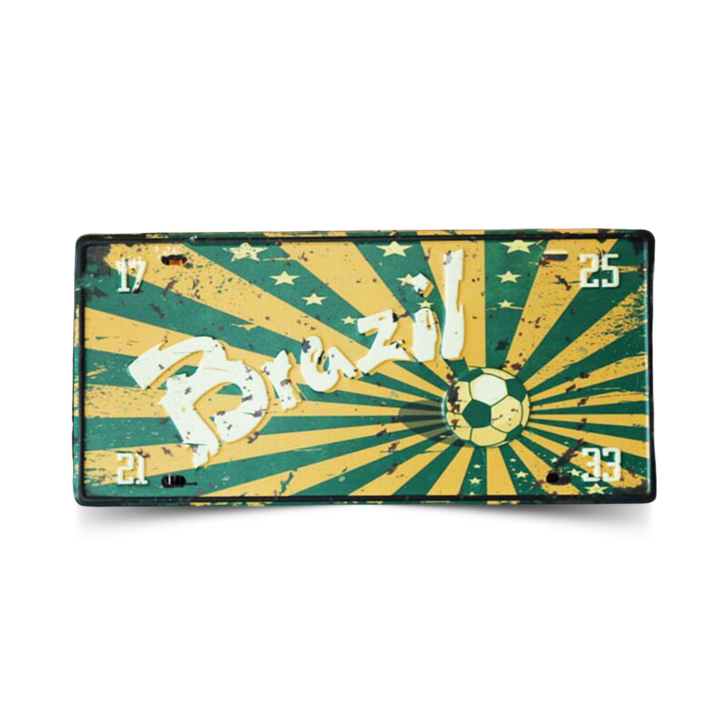 Vintage Brazil License Plate Tin Sign • Brazilian National Flag Car Number Metal Retro Print Poster For Home Mens Cave Bar Cafe Decor