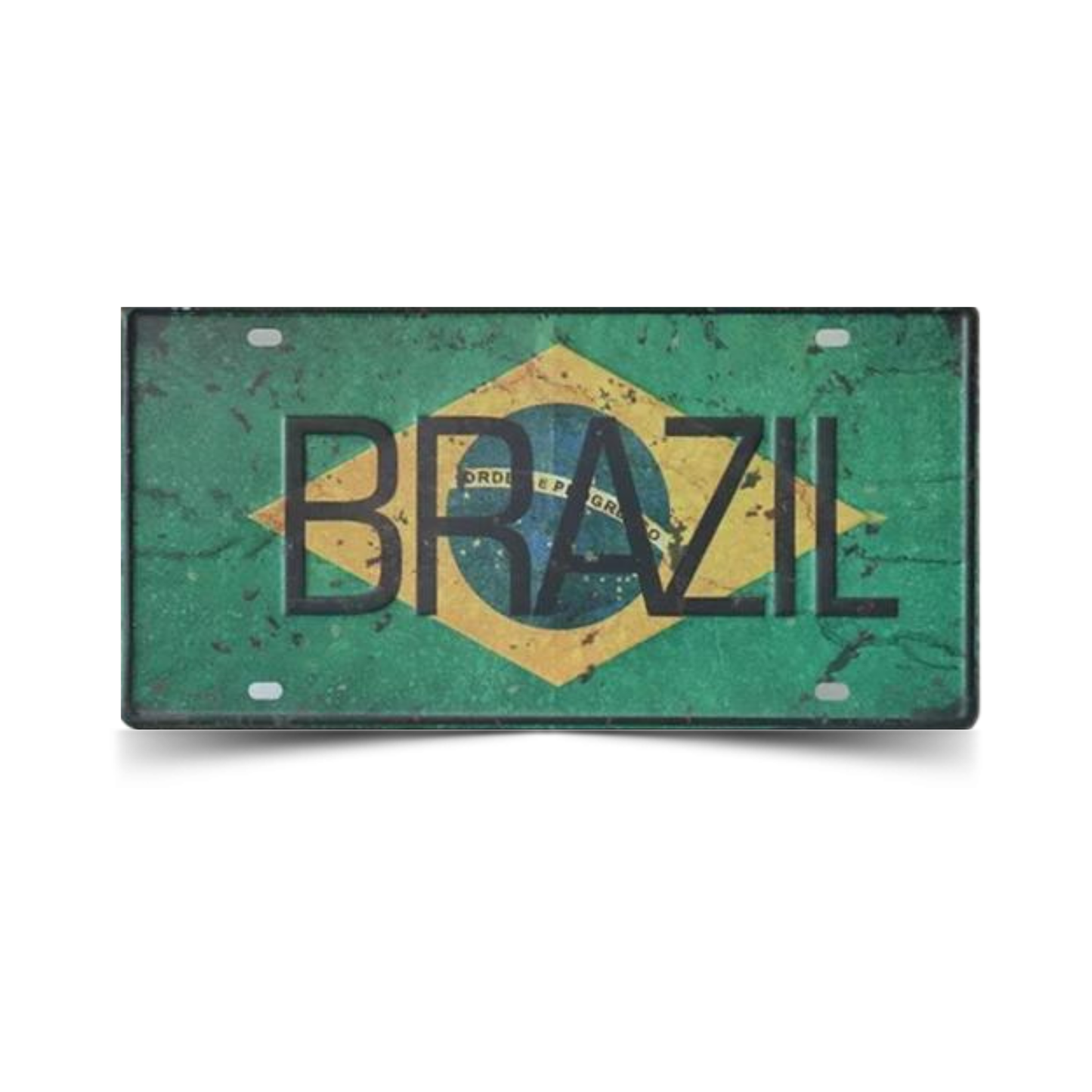 Vintage Brazil License Plate Tin Sign • Brazilian National Flag Car Number Metal Retro Print Poster For Home Mens Cave Bar Cafe Decor
