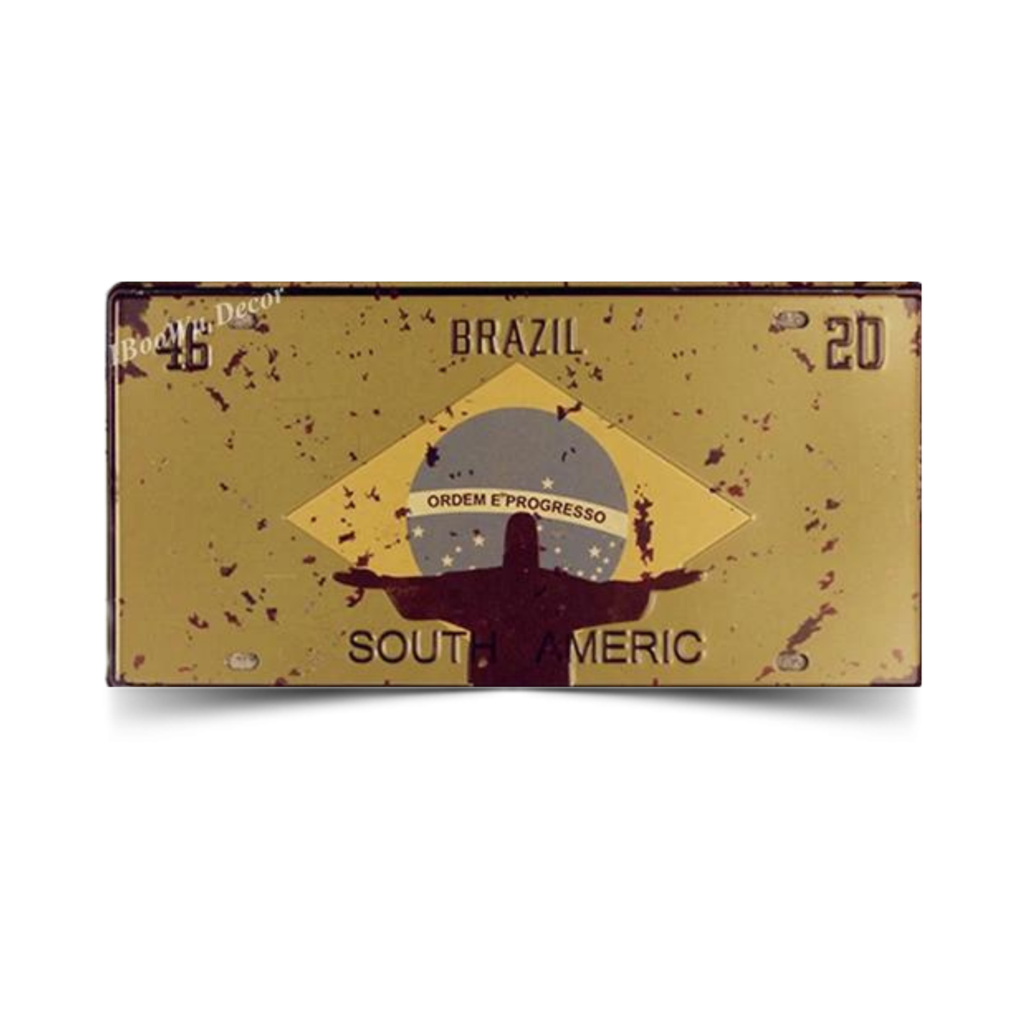 Vintage Brazil License Plate Tin Sign • Brazilian National Flag Car Number Metal Retro Print Poster For Home Mens Cave Bar Cafe Decor