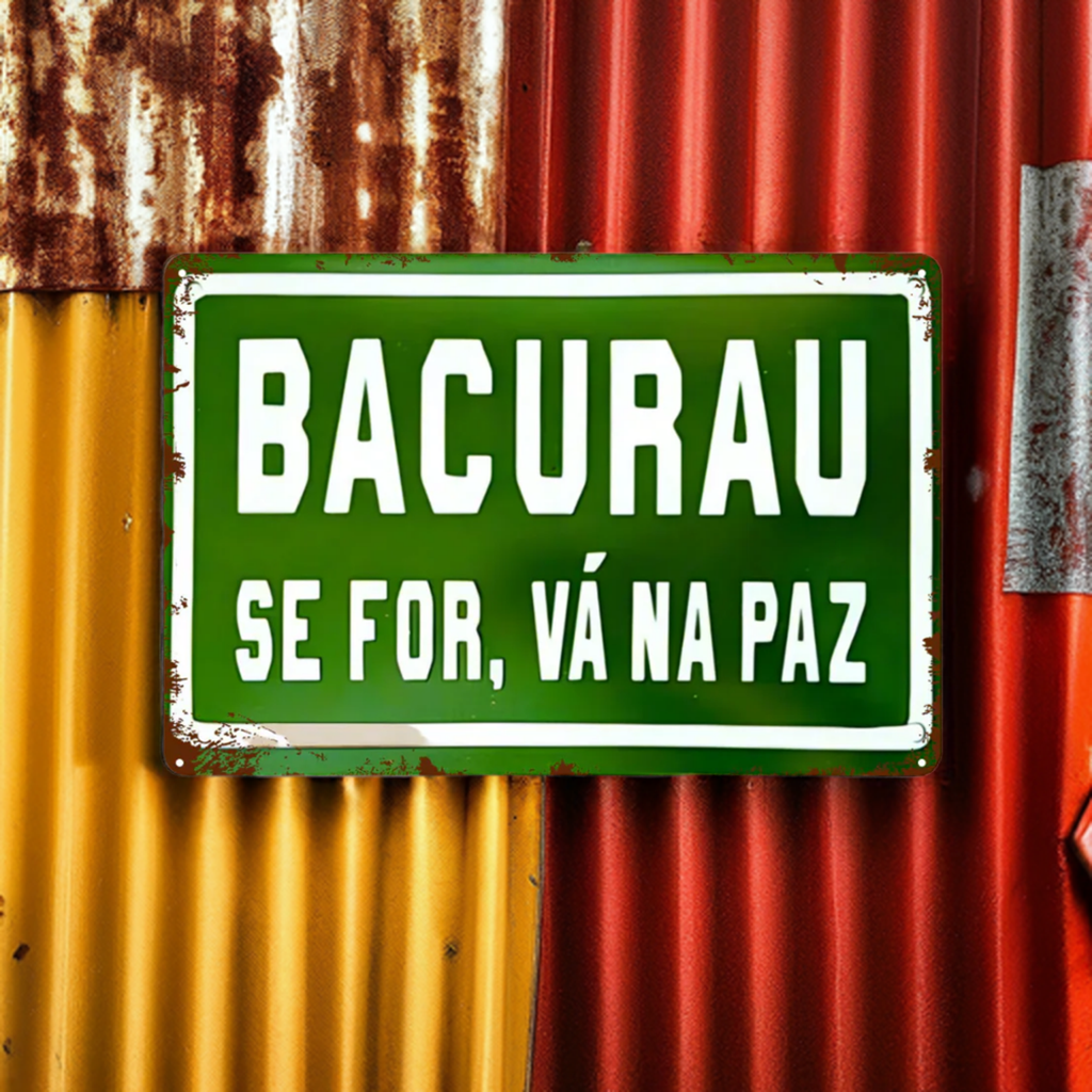 Brazil Bacurau Road Sign Metal Print • Brazilian Indie Movie Tinplate Wall Art • Gift For Film Buffs • Vintage Home Decor