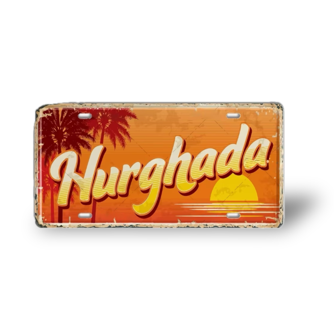 Greek Cities Metal Sign Collection • Egyptian Landmark Decorative License Plate Wall Art • Greece & Egypt Travel Souvenir Metal Prints • Papagaio Studio Decor Shop