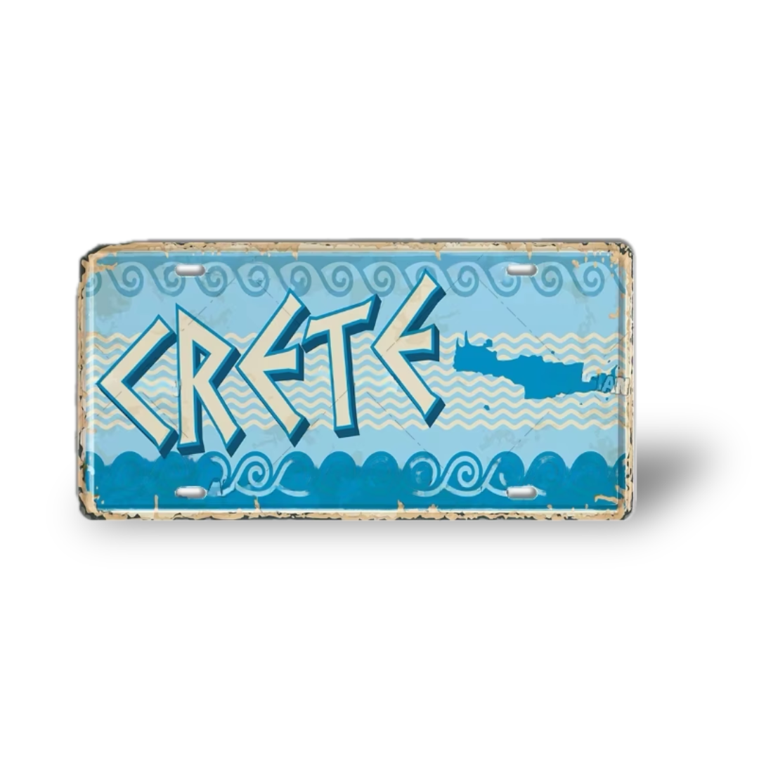 Greek Cities Metal Sign Collection • Egyptian Landmark Decorative License Plate Wall Art • Greece & Egypt Travel Souvenir Metal Prints • Papagaio Studio Decor Shop