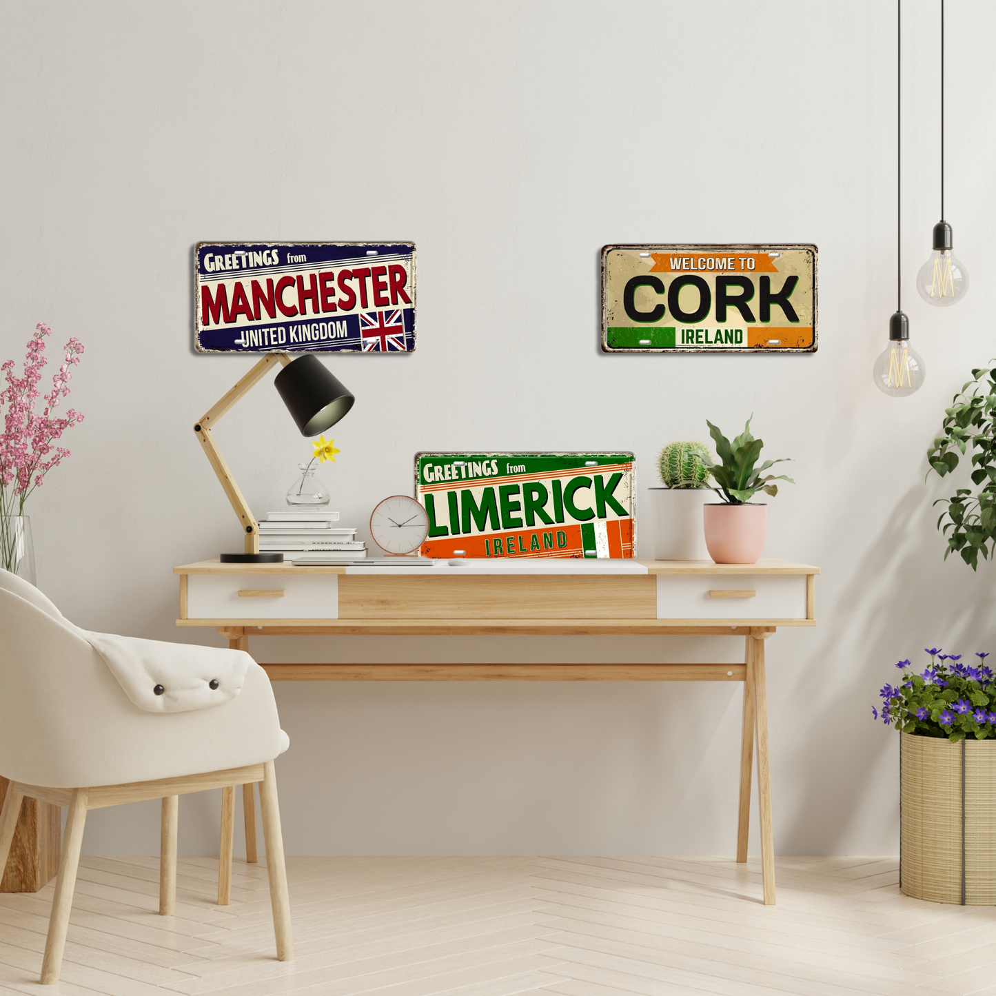 UK Ireland Landmark License Plate • United Kingdom England Metal Sign • British Irish City Decorative Signage Wall Decor • Travel Souvenir • Papagaio Studio Design Shop