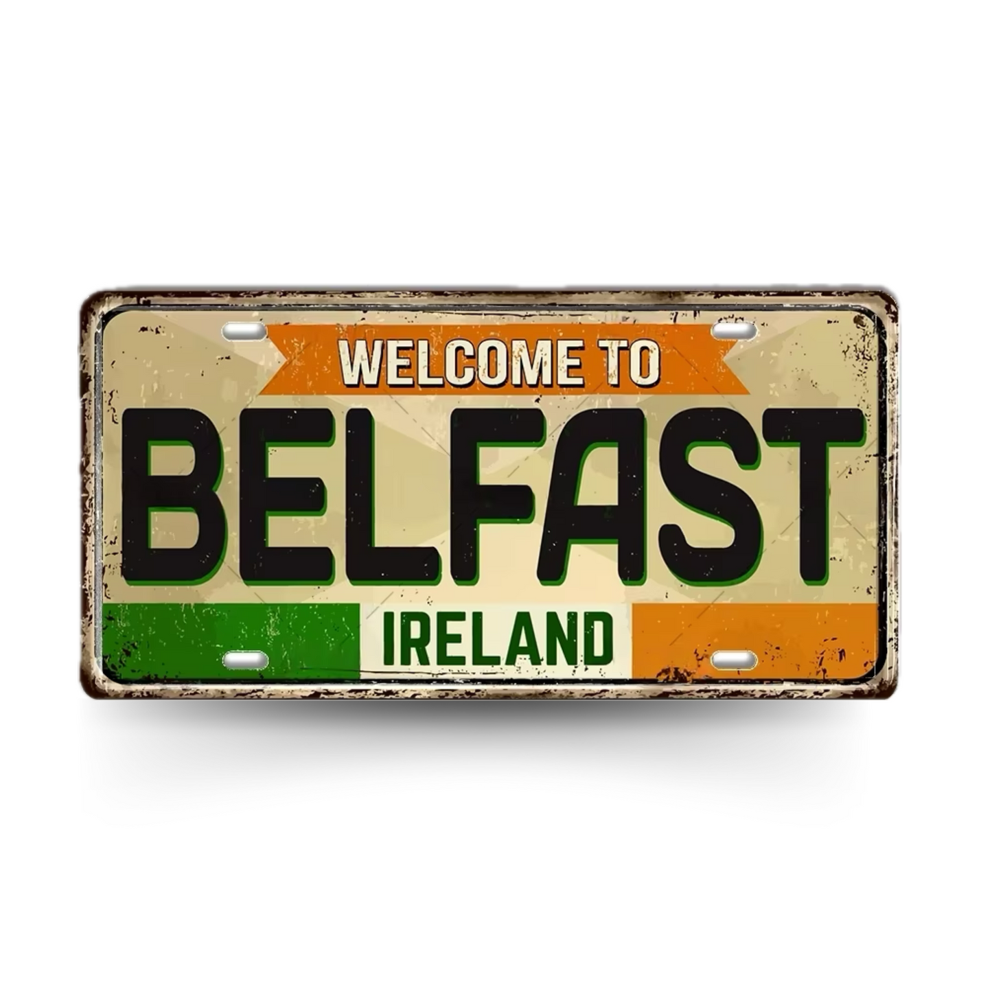 UK Ireland Landmark License Plate • United Kingdom England Metal Sign • British Irish City Decorative Signage Wall Decor • Travel Souvenir • Papagaio Studio Design Shop