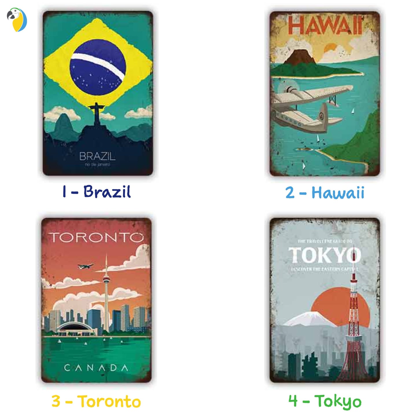 Vintage Travel Posters Metal Signs | Old Style Decor Tin Sign Gift ForTravelers | Plaque Wall Art For Bar, Man Cave, Club, Or Beach House | Papagaio Studio Etsy Shop