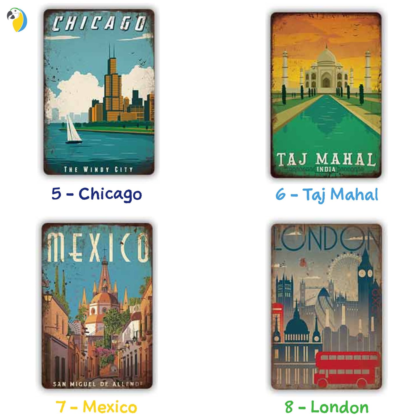 Vintage Travel Posters Metal Signs | Old Style Decor Tin Sign Gift ForTravelers | Plaque Wall Art For Bar, Man Cave, Club, Or Beach House | Papagaio Studio Etsy Shop