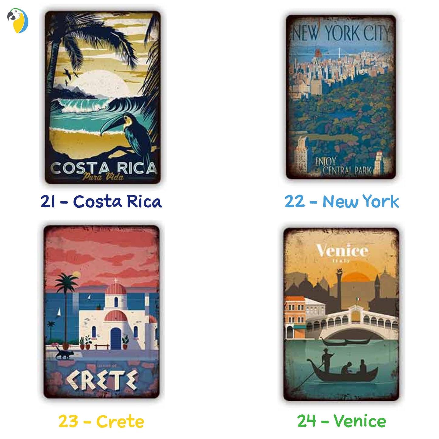 Vintage Travel Posters Metal Signs | Old Style Decor Tin Sign Gift ForTravelers | Plaque Wall Art For Bar, Man Cave, Club, Or Beach House | Papagaio Studio Etsy Shop