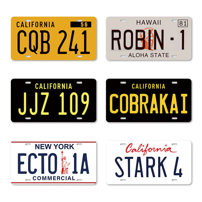 Movie Car License Plate Tin Sign | Film Cinema Decorative Metal Plaque | Creative Wall Hanging Decor For Living Room Man Cave Garage Bedroom | Papagaio Studio Etsy Shop