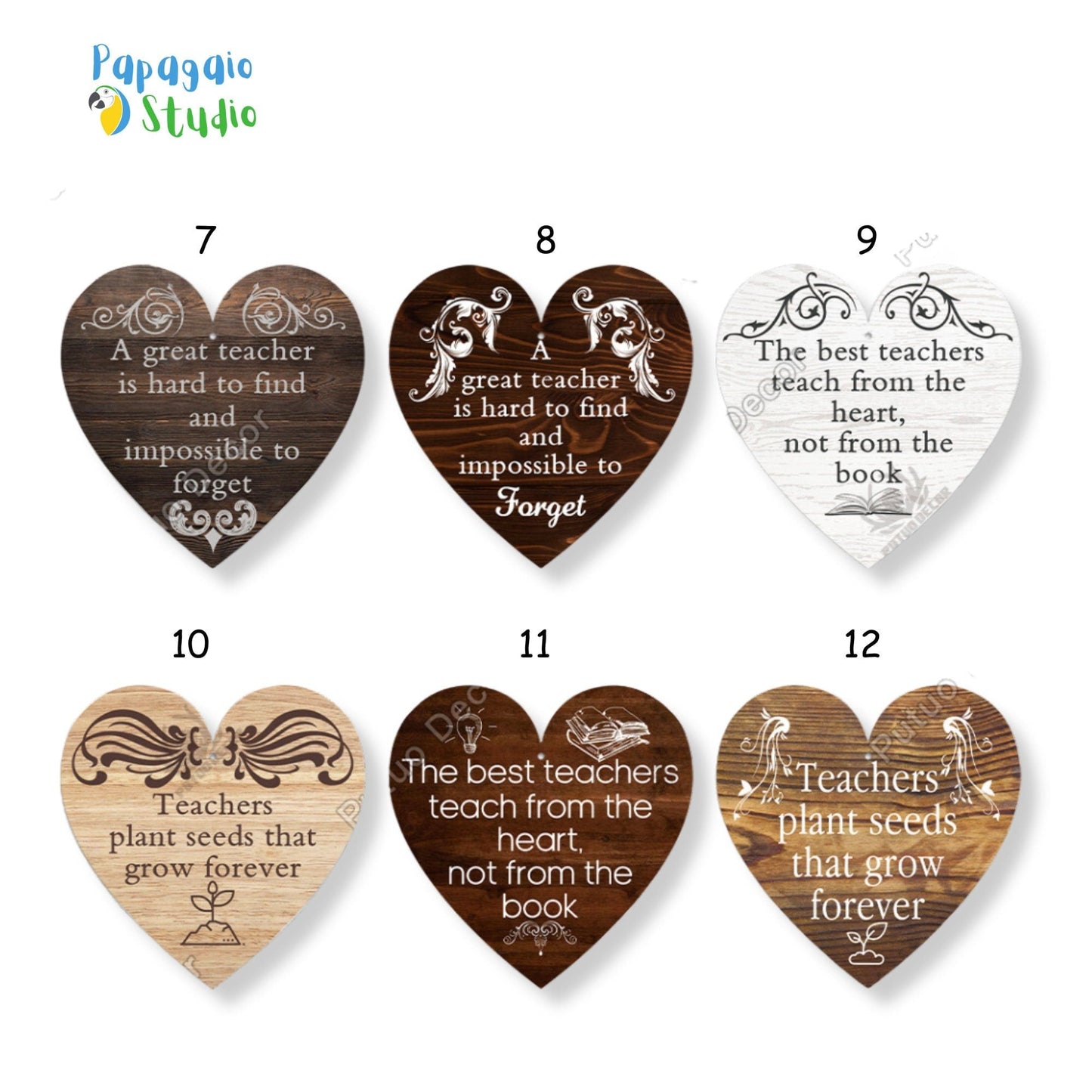 Back To School Gratitude Wood Sign • Student To Teacher Keepsake Gift • Heart Shaped Wooden Wall Hanging With Quote To Express Thankfulness • Papagaio Studio Shop