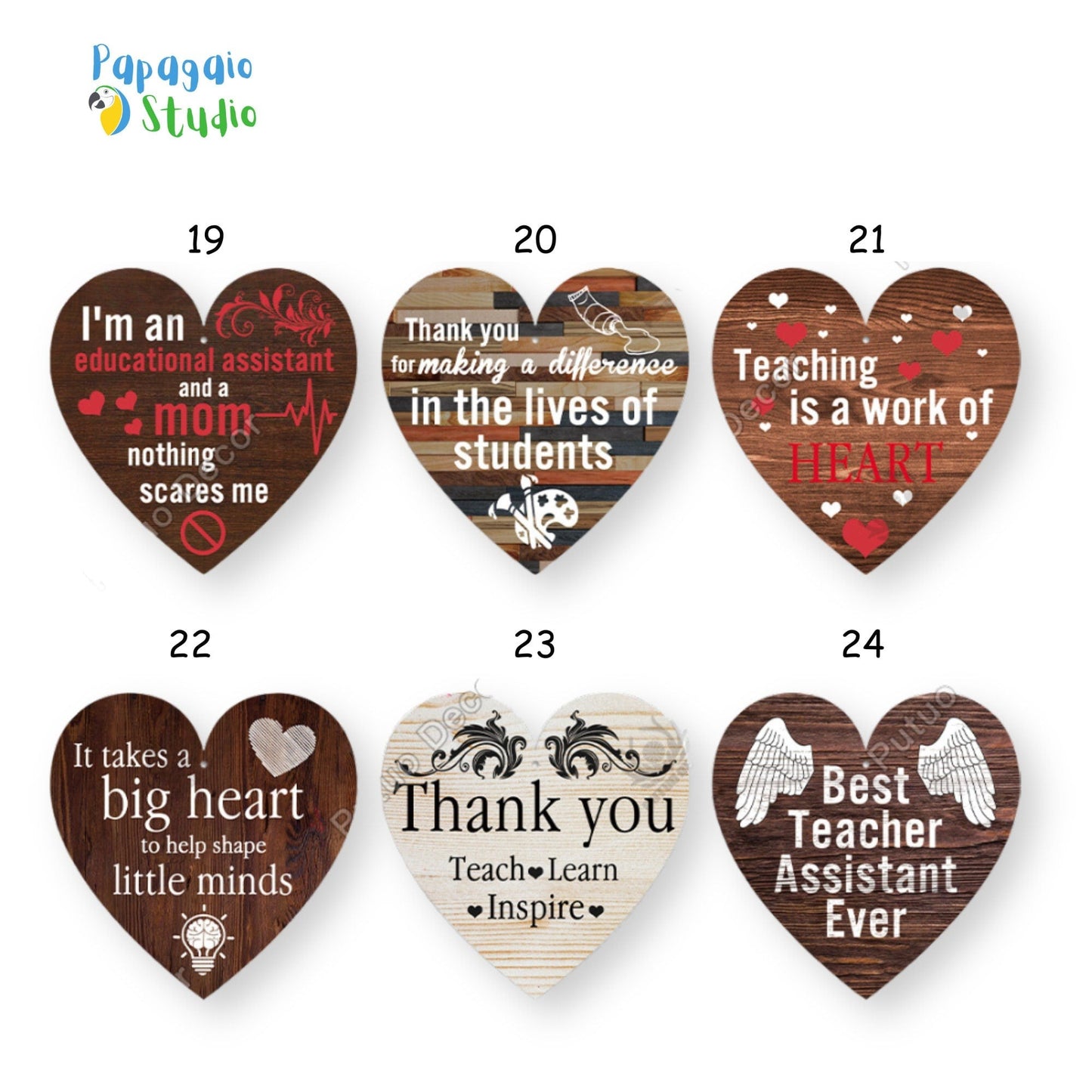 Back To School Gratitude Wood Sign • Student To Teacher Keepsake Gift • Heart Shaped Wooden Wall Hanging With Quote To Express Thankfulness • Papagaio Studio Shop