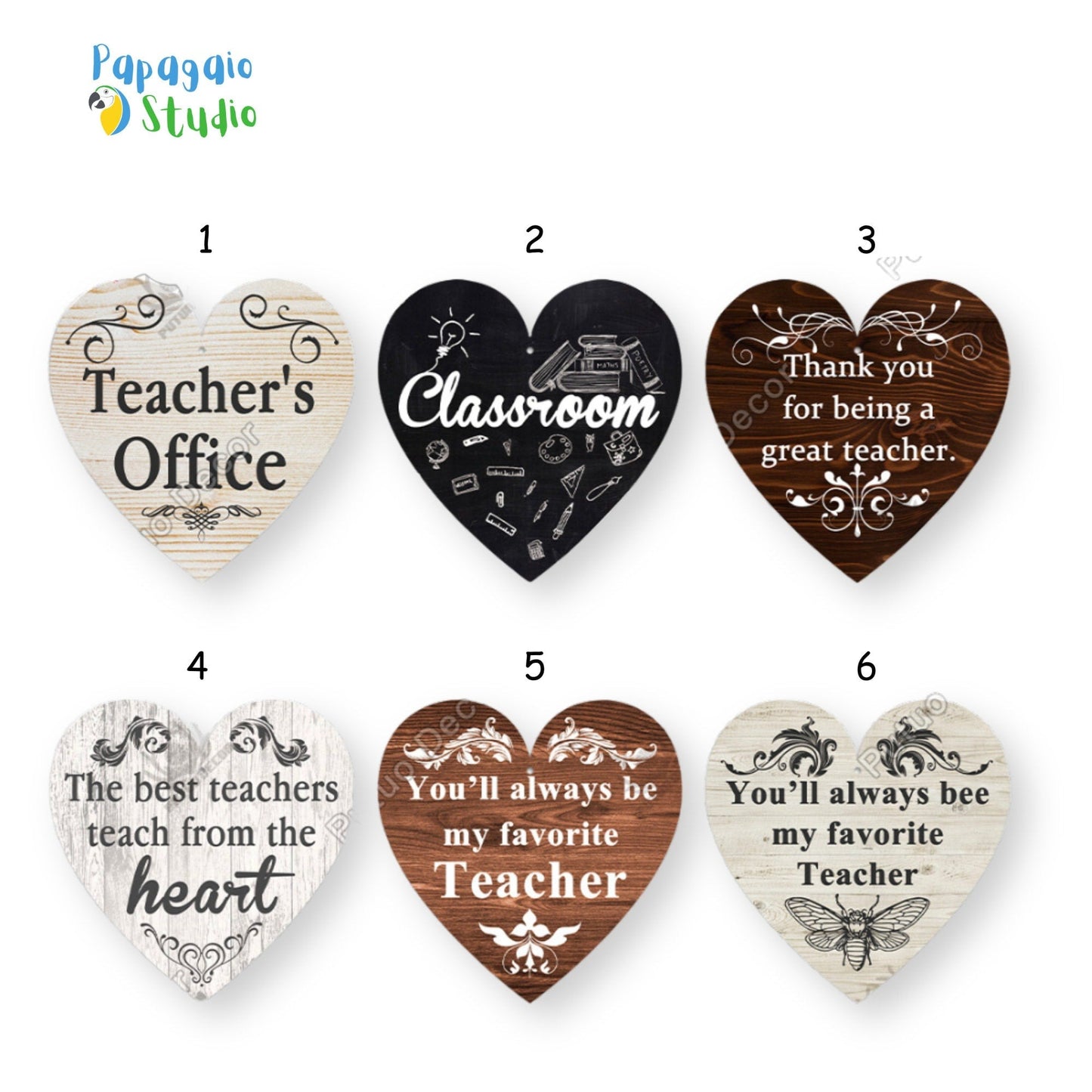 Back To School Gratitude Wood Sign • Student To Teacher Keepsake Gift • Heart Shaped Wooden Wall Hanging With Quote To Express Thankfulness • Papagaio Studio Shop