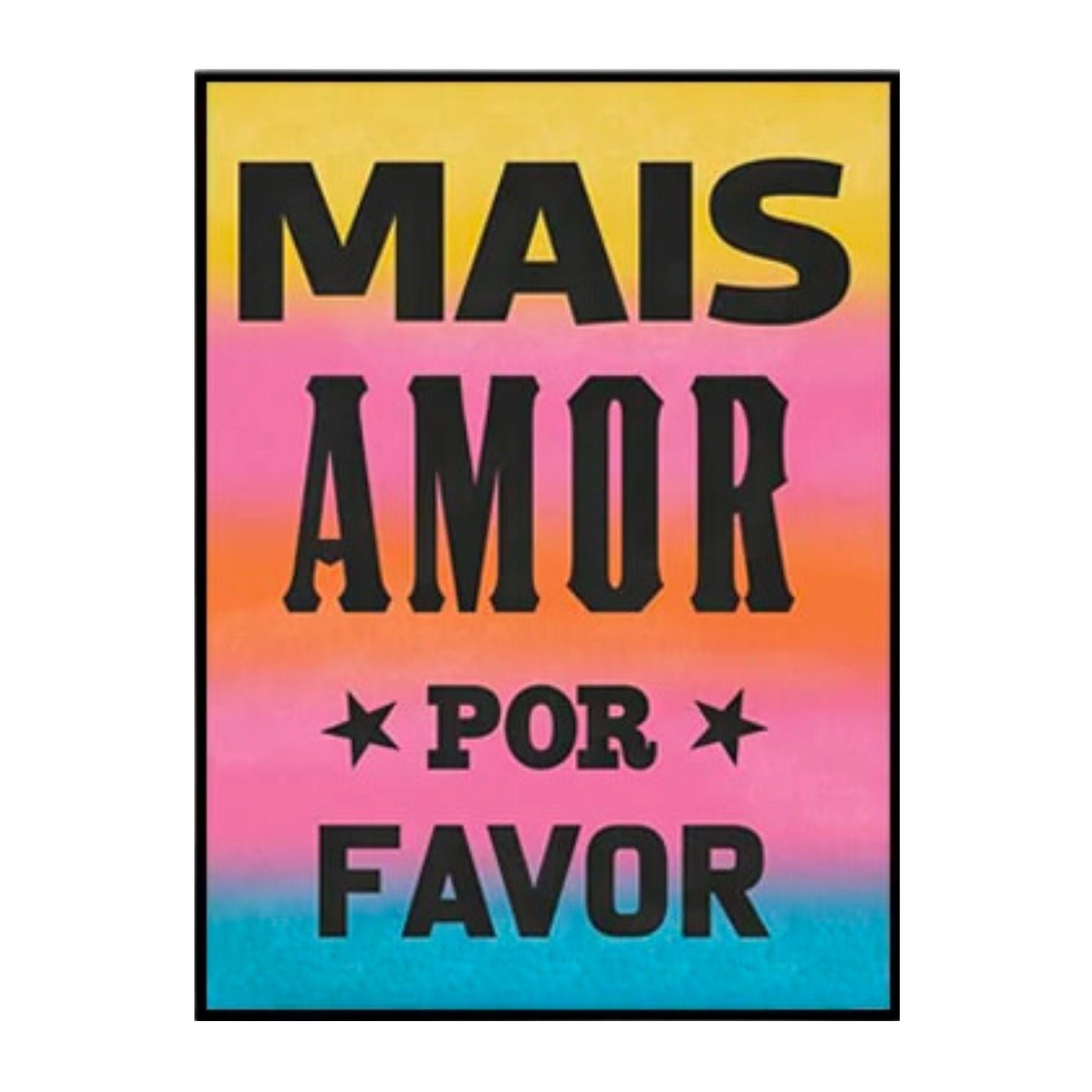 Brazil Lambe-Lambe Street Art Poster | Brazilian Portuguese "Mais Amor Por Favor" High-Quality Canvas Digital Print For Tropical Coastal Beach Decor | Papagaio Studio Etsy Shop