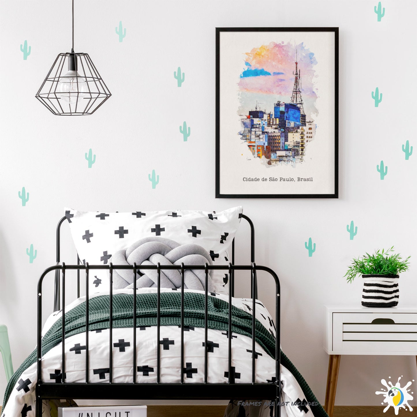 Sao Paulo City Watercolor Painting Premium Canvas Print, Brazil Soft Pastel Colors Vintage Giclée Wall Art, Travel Poster Gift For Brazilian • Papagaio Studio Decor Shop