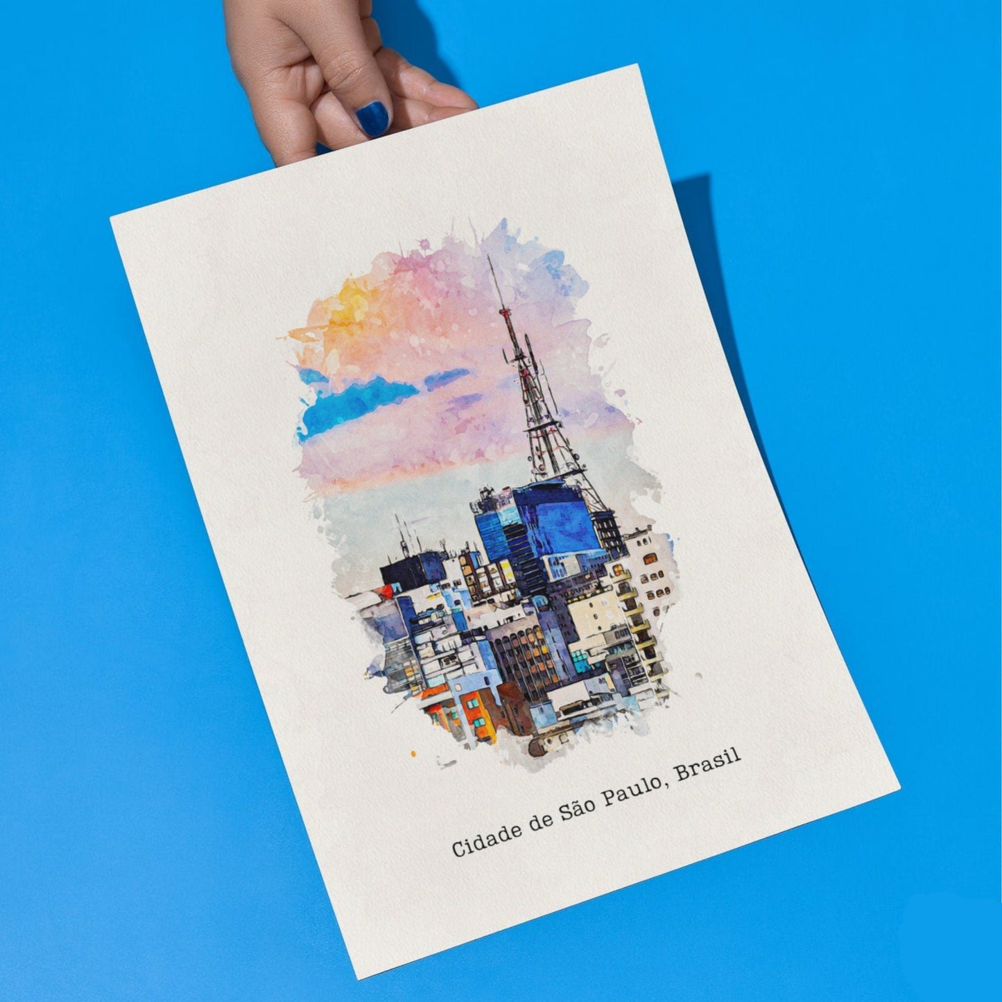Sao Paulo City Watercolor Painting Premium Canvas Print, Brazil Soft Pastel Colors Vintage Giclée Wall Art, Travel Poster Gift For Brazilian • Papagaio Studio Decor Shop