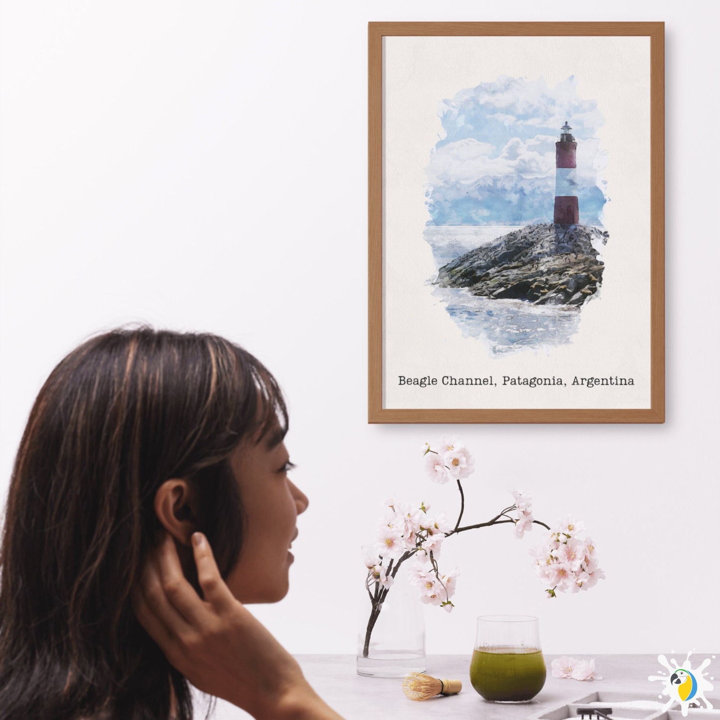 Beagle Channel Watercolor Painting • Patagonia Landscape Premium Canvas Print • Argentina South America Travel Poster • Trip Souvenir Gift • Papagaio Studio Shop