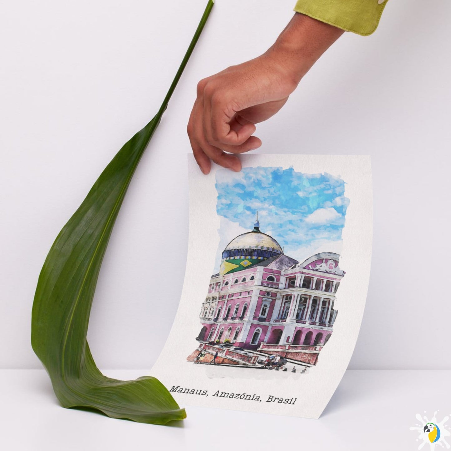 Manaus Brazil Watercolor Painting • Brazilian Landmark Premium Canvas Print • Amazonia South America Travel Poster • Trip Souvenir Gift • Papagaio Studio Shop