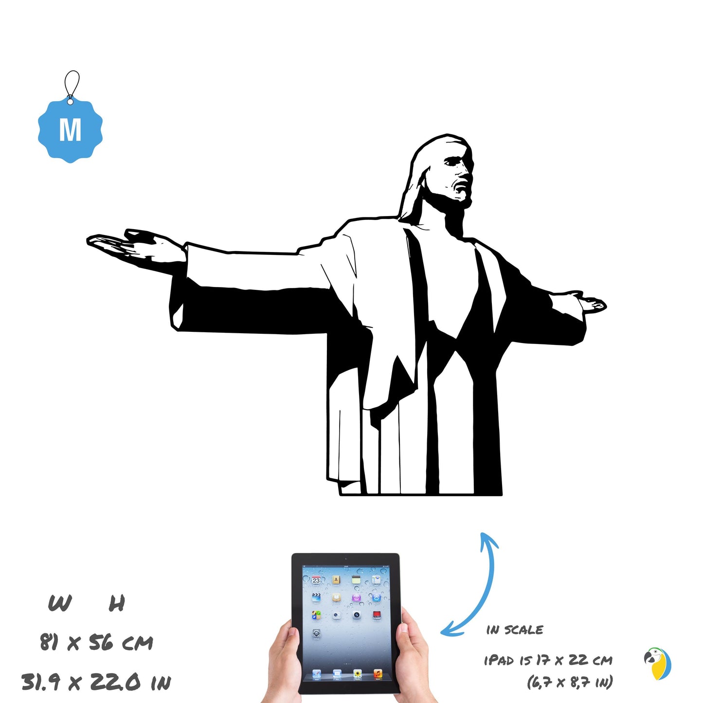 Christ The Redeemer Wall Sticker • Christian Wall Art Decal • Brazil Rio De Janeiro Vinyl Art • Home Shop Decor Easy-To-Apply Adhesive • Papagaio Studio Design Shop