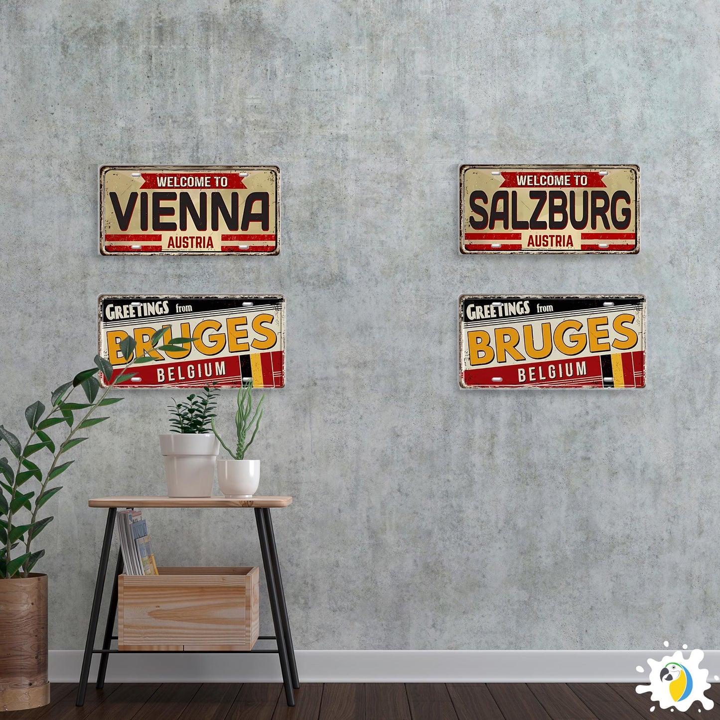 Belgium Netherlands Tin Signs • Austria Poland Metal License Plates • Vintage European Wall Decor • Gift For Europe Travel Enthusiasts