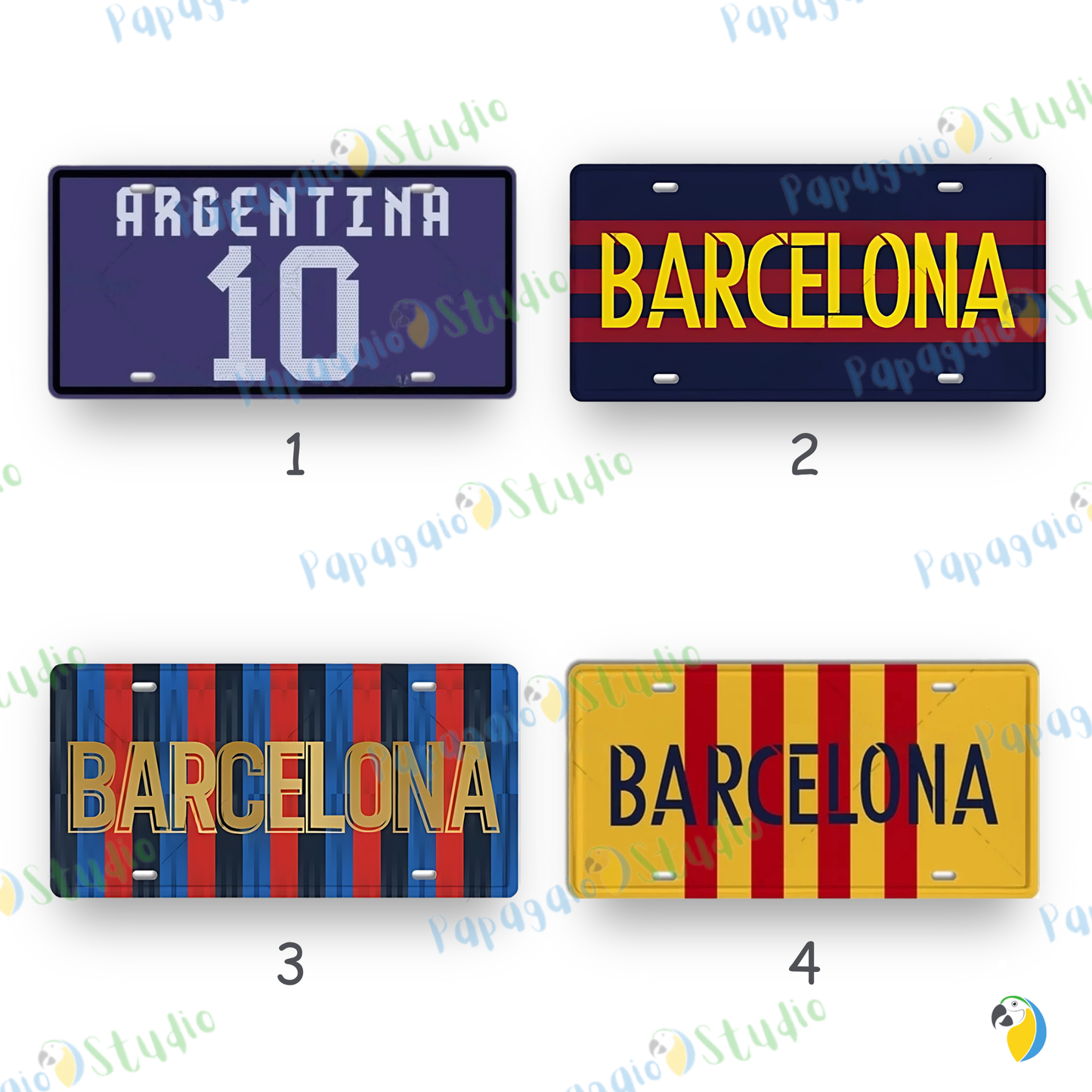 Football Jersey License Plate • Milan Barcelona Madrid Munich Manchester City Colors 15x30cm Tin Sign • Soccer Team Metal Print Wall Hanging • Papagaio Studio Design Shop