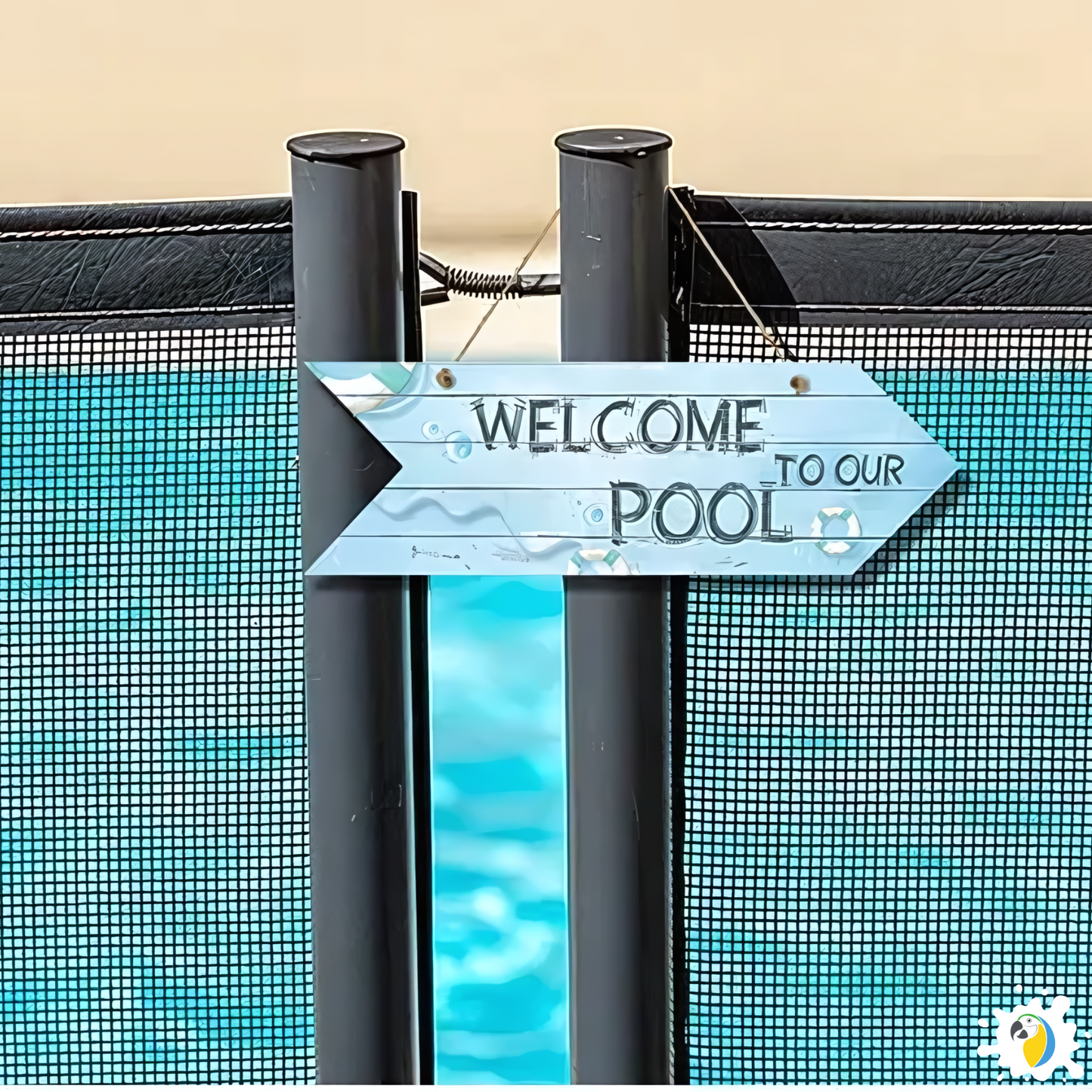 Retro Swimming Pool Wood Sign • Summer Arrow Wooden Sign Wall Hanging • Tropical Beach House Decor For Family Swimming Pool Area • Papagaio Studio Design Shop
