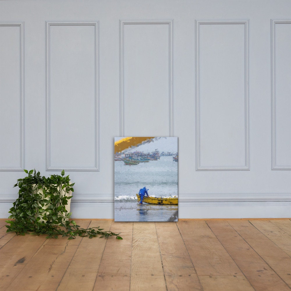 Brazilian Fisherman Impressionist Painting | Wall Art Canvas | Digital Fine-Art Print