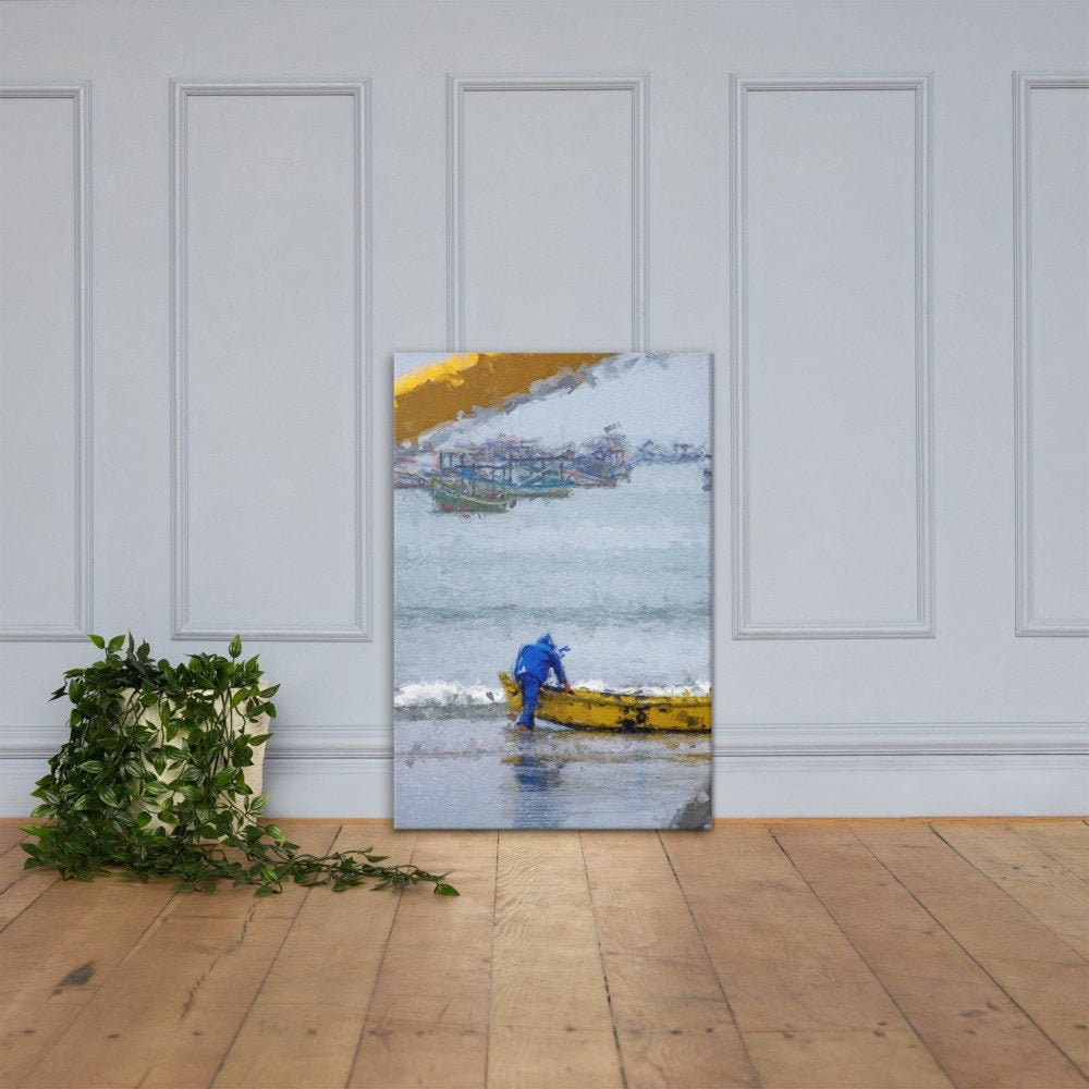 Brazilian Fisherman Impressionist Painting | Wall Art Canvas | Digital Fine-Art Print
