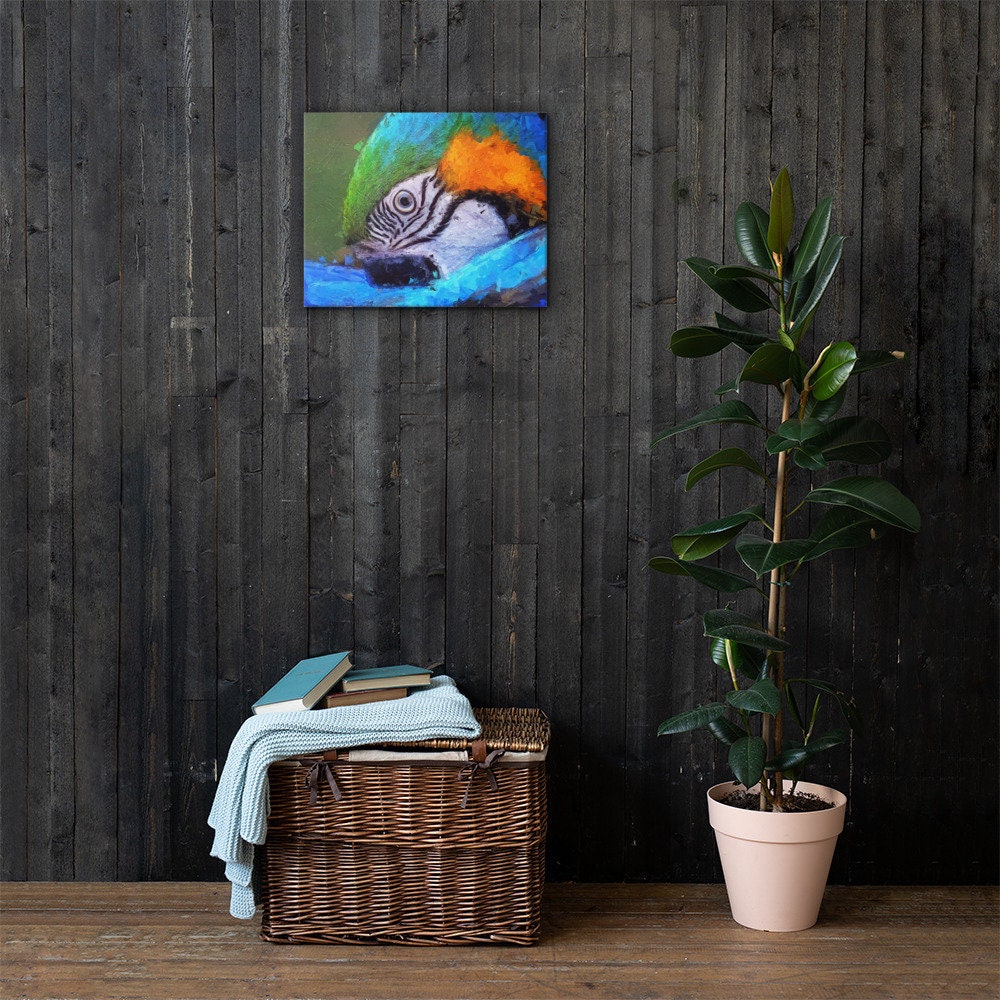 Brazilian Impressionist Painting | Macaw Wall-Art Print On Canvas | Gift for Bird Lovers