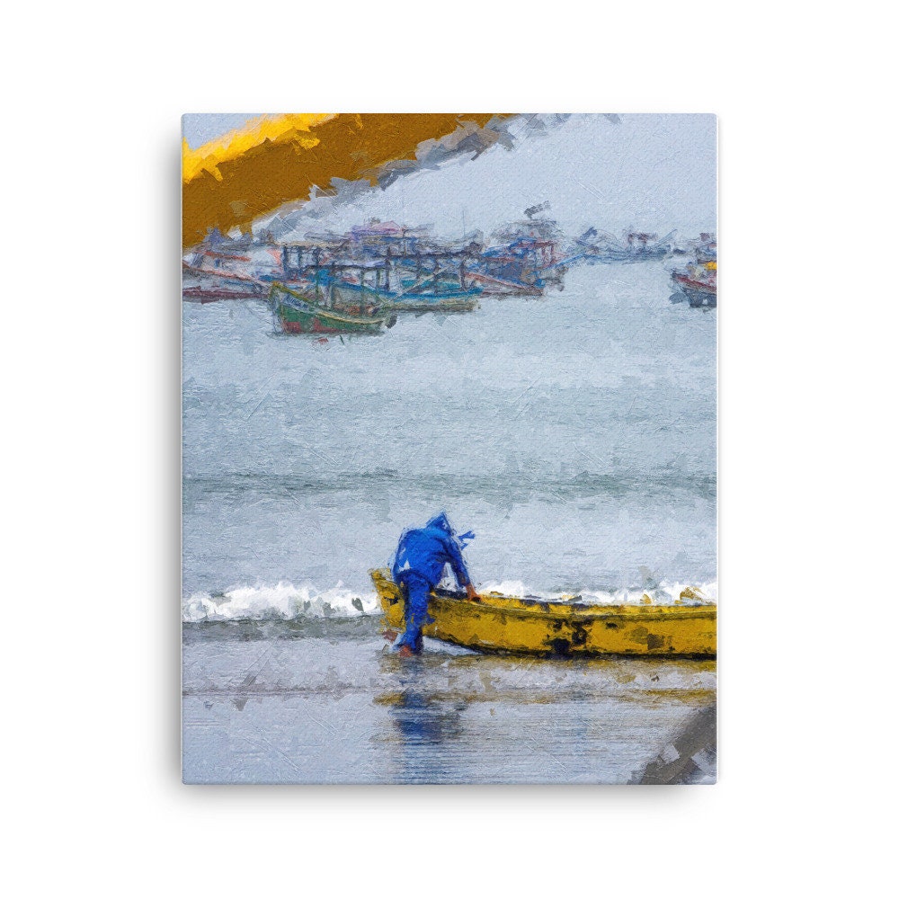 Brazilian Fisherman Impressionist Painting | Wall Art Canvas | Digital Fine-Art Print