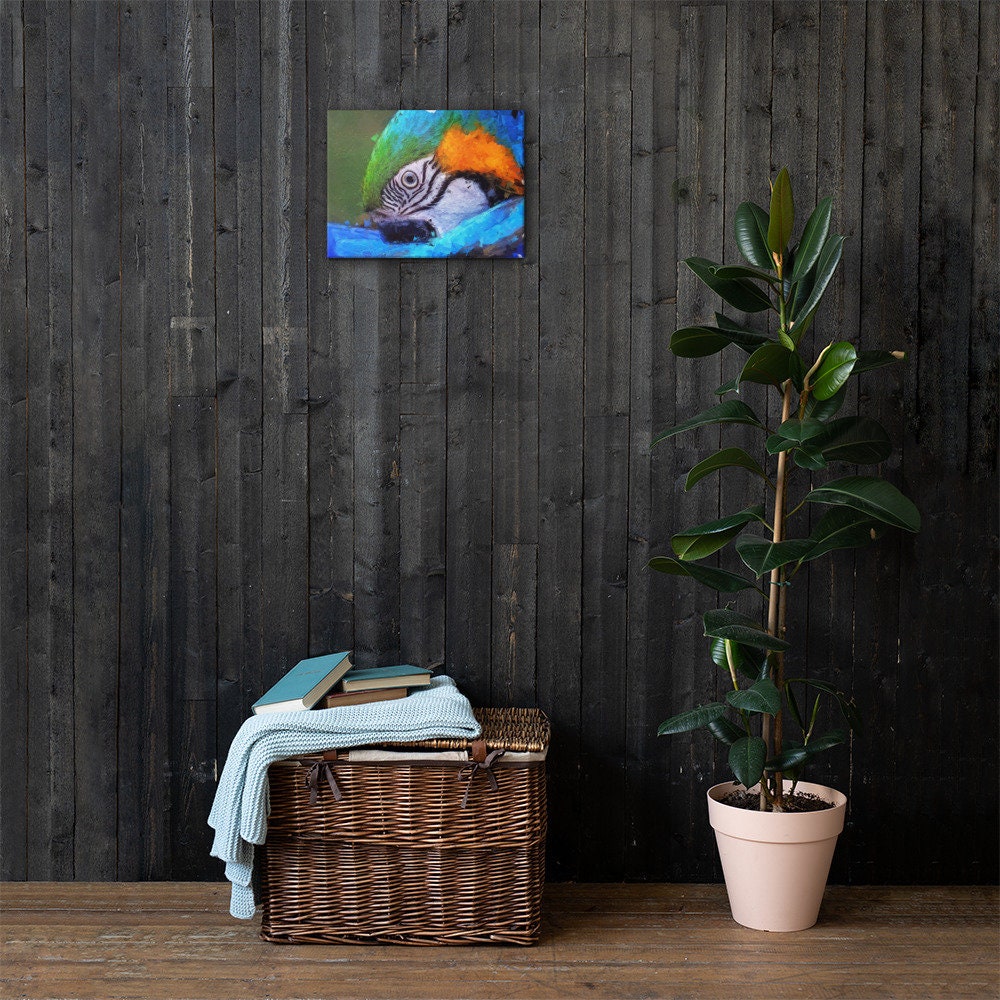 Brazilian Impressionist Painting | Macaw Wall-Art Print On Canvas | Gift for Bird Lovers