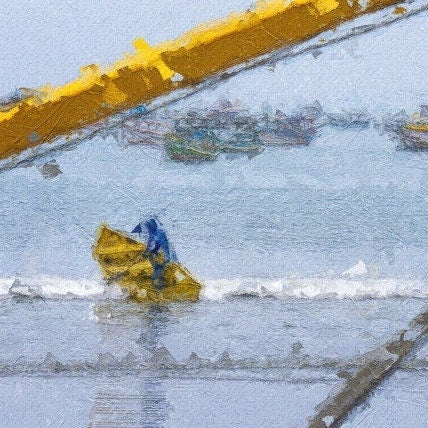 Brazilian Art | Fisherman Impressionist Painting | Wall Art Canvas Digital Print