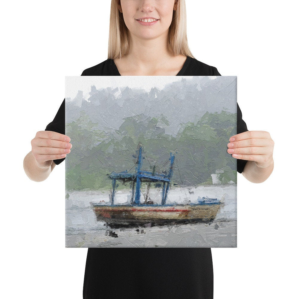Brazil Art | Fishing Boat Painting | Impressionist Canvas | Classic Modern Digital Print
