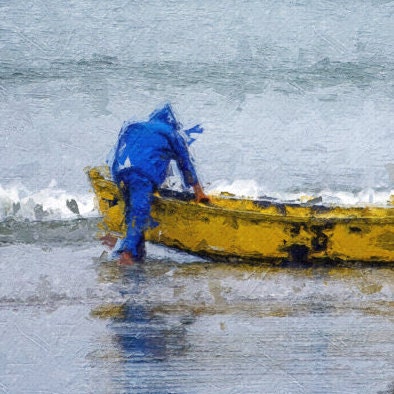 Brazilian Fisherman Impressionist Painting | Wall Art Canvas | Digital Fine-Art Print
