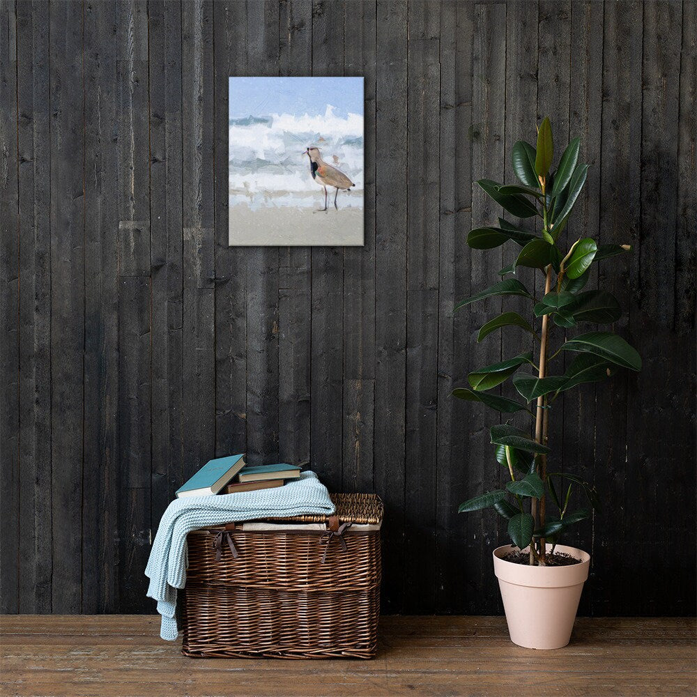 Beach & Coastal Impressionist Painting Of Lapwing Bird At Seaside ∙ Brazil Animal Tropical Decor Unframed Canvas ∙ Brazilian Classic Modern Digital Print ∙ Ready To Hang Wall Art ∙ Papagaio Studio Online Shop