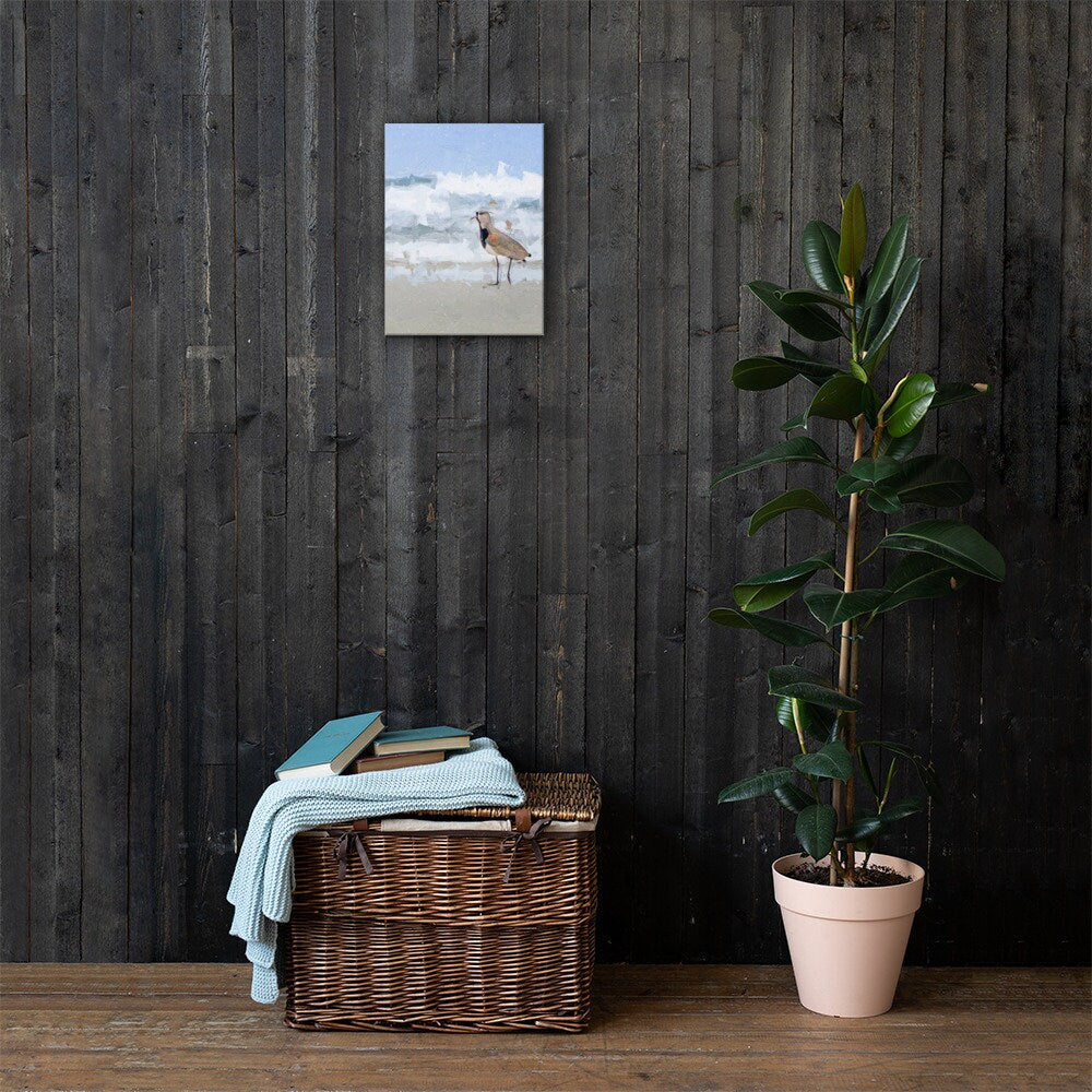 Beach & Coastal Impressionist Painting Of Lapwing Bird At Seaside ∙ Brazil Animal Tropical Decor Unframed Canvas ∙ Brazilian Classic Modern Digital Print ∙ Ready To Hang Wall Art ∙ Papagaio Studio Online Shop
