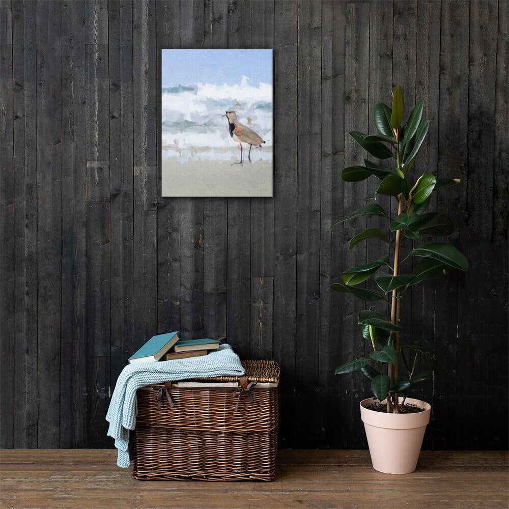 Beach & Coastal Impressionist Painting Of Lapwing Bird At Seaside ∙ Brazil Animal Tropical Decor Unframed Canvas ∙ Brazilian Classic Modern Digital Print ∙ Ready To Hang Wall Art ∙ Papagaio Studio Online Shop
