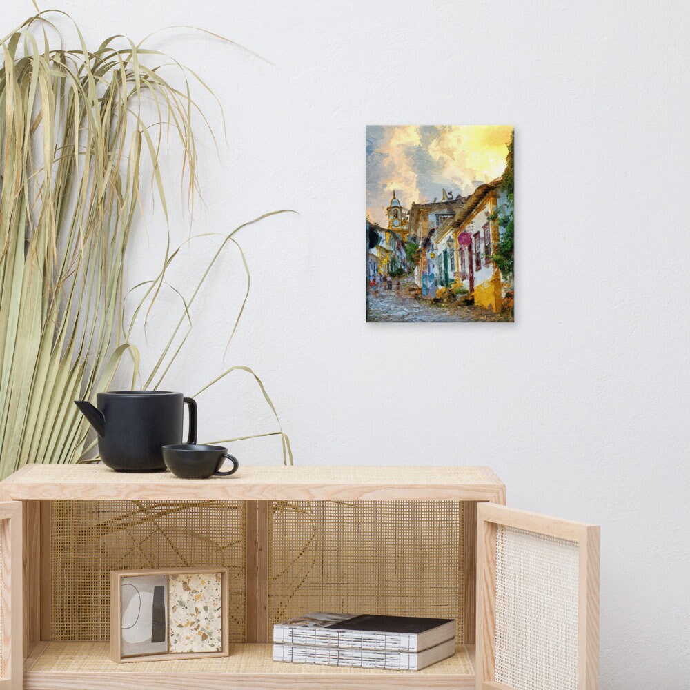 Impressionist Brazilian Painting | Yellow Sky Canvas Print | Minas Gerais Wall Art | PapagaioStudio Etsy Shop