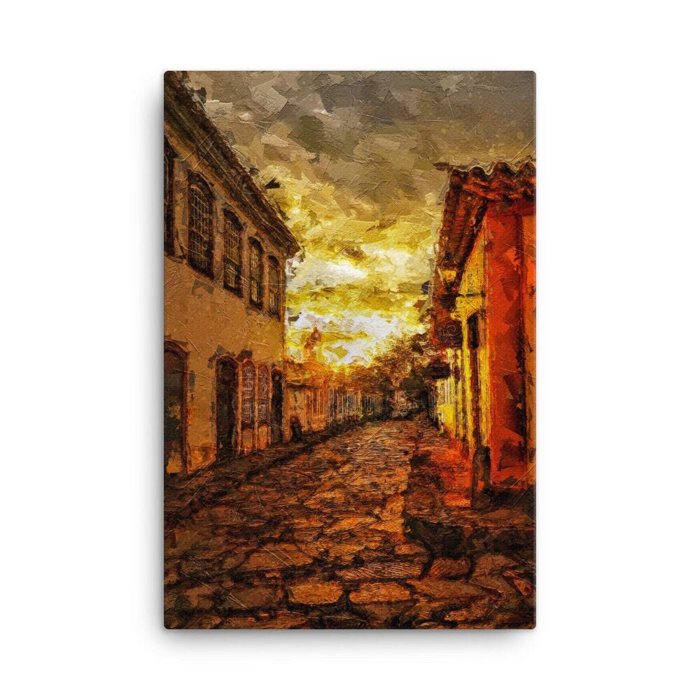 Brazil Impressionist Painting | Sunrise Warm Colors | Minas Gerias Canvas Print | Leo Inglesi Studio Etsy Shop