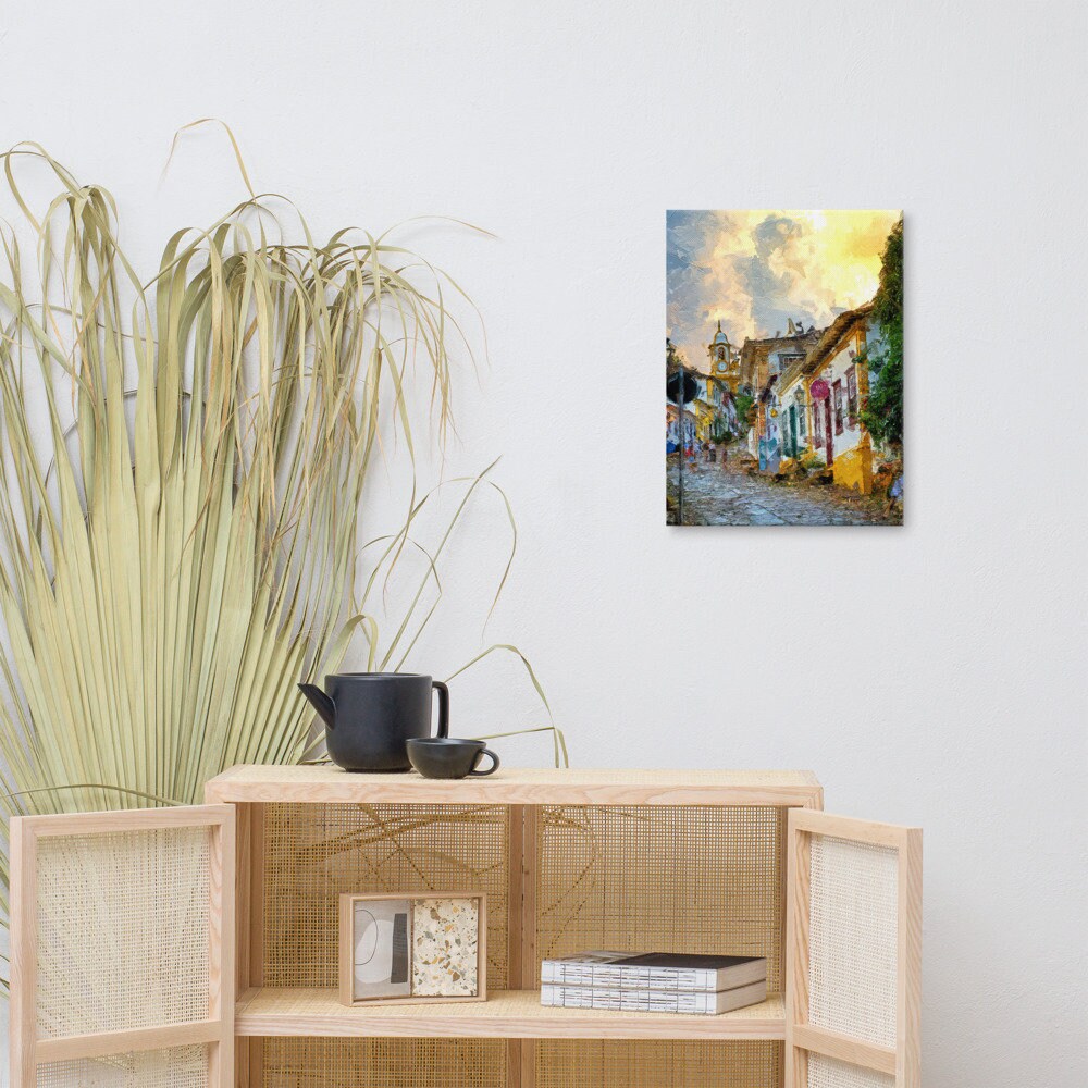 Impressionist Brazilian Painting | Yellow Sky Canvas Print | Minas Gerais Wall Art | PapagaioStudio Etsy Shop
