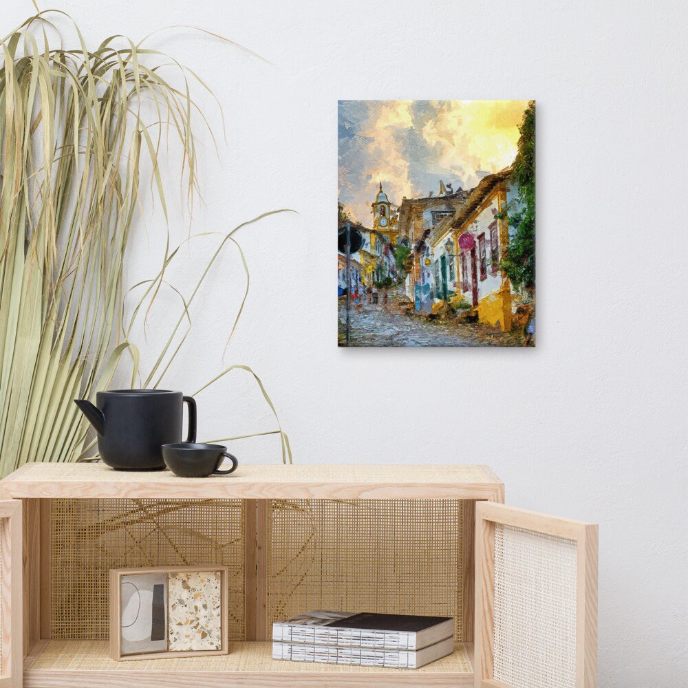 Impressionist Brazilian Painting | Yellow Sky Canvas Print | Minas Gerais Wall Art | PapagaioStudio Etsy Shop