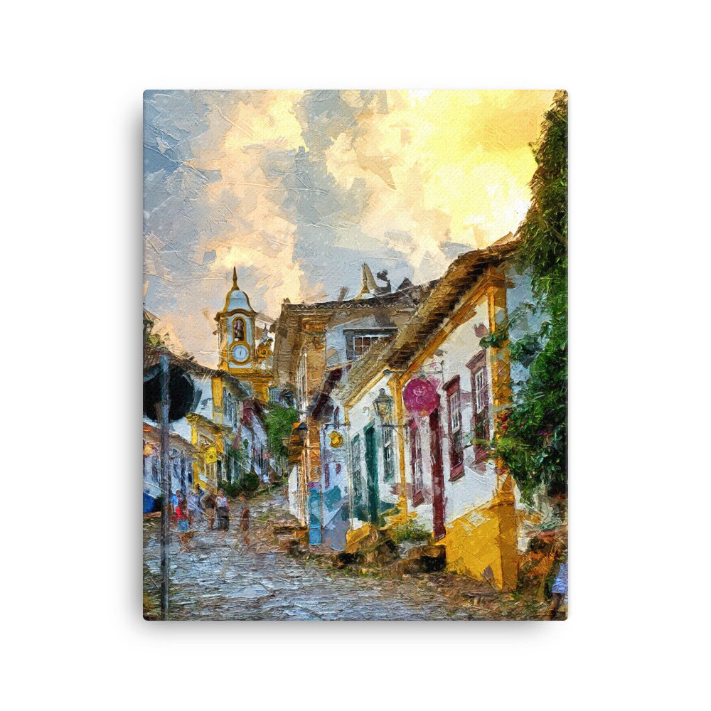 Impressionist Brazilian Painting | Yellow Sky Canvas Print | Minas Gerais Wall Art | PapagaioStudio Etsy Shop
