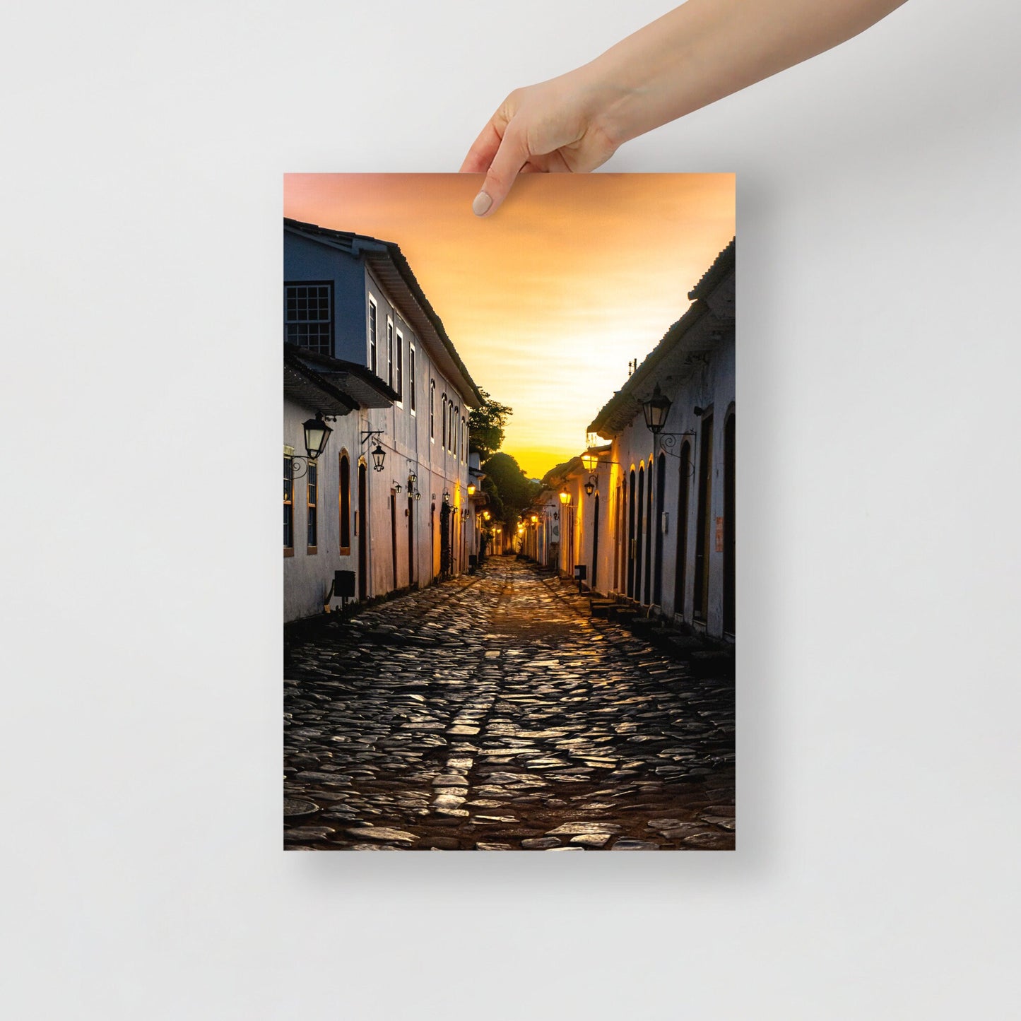 Orange Sunrise Landscape Photography Wall Art Poster | Home Decor Fine Art Photo Of Brazilian Architecture