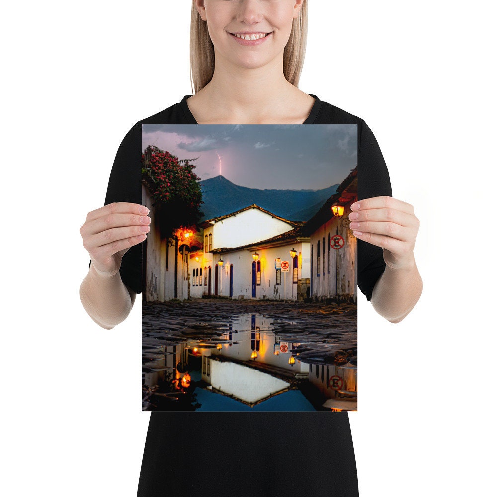 Raining Brazilian Serene Village Fine Art Photography Poster • Brazil Paraty Rio De Janeiro Landscape Urban Photography Tropical Print • Papagaio Studio Online Shop