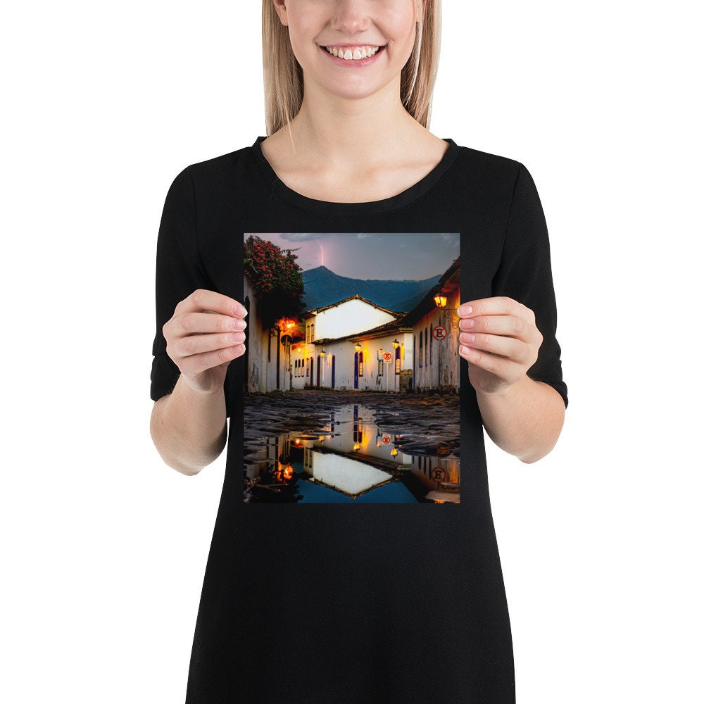 Raining Brazilian Serene Village Fine Art Photography Poster • Brazil Paraty Rio De Janeiro Landscape Urban Photography Tropical Print • Papagaio Studio Online Shop