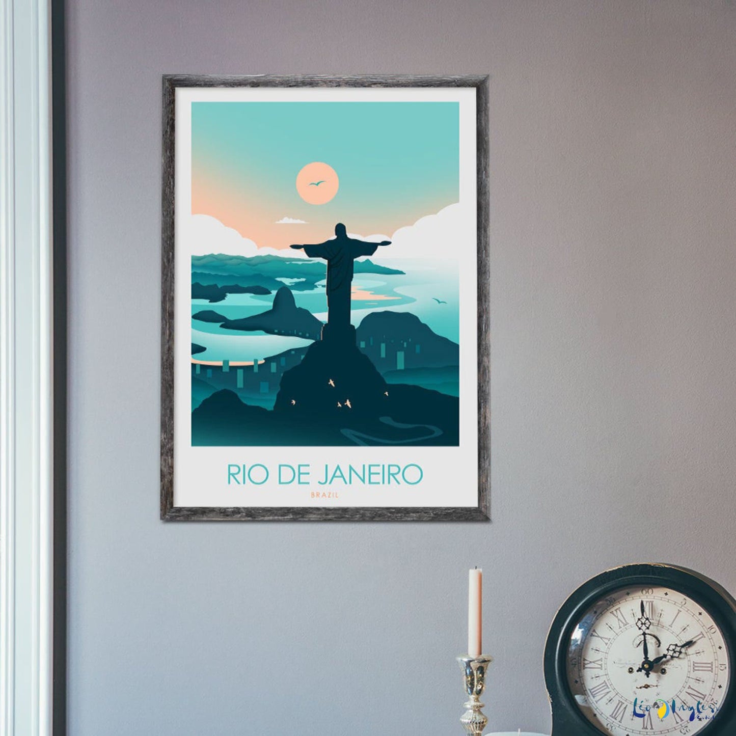 Rio De Janeiro Vintage Travel Poster | Premium Canvas Green, Blue, and Orange Brazilian Wall Art Print Of Rio, Brazil, South America